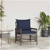Trädgårdstol med Kuddar Grå 60x70x78 cm Poly Rattan vidaXL