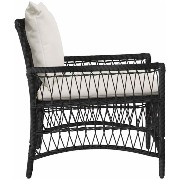 Trädgårdstol med Kuddar Svart 60x70x78 cm Poly Rattan vidaXL Standard – bild 2