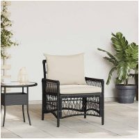 Trädgårdstol med Kuddar Svart 60x70x78 cm Poly Rattan vidaXL