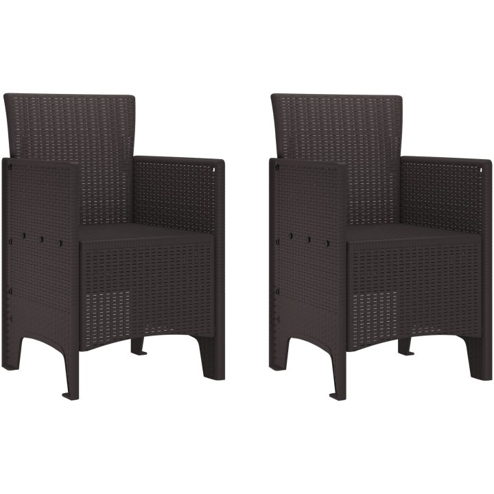 Trädgårdstolar 2 st brun konstrotting vidaXL 53 x 49 x 85 cm – bild 2