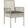 Trädgårdstolar 2 st med Kuddar Ljusgrå Poly Rattan vidaXL 53 x 60 x 85 cm – miniatyr 4