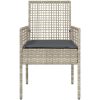 Trädgårdstolar 2 st med Kuddar Ljusgrå Poly Rattan vidaXL 53 x 60 x 85 cm – miniatyr 5