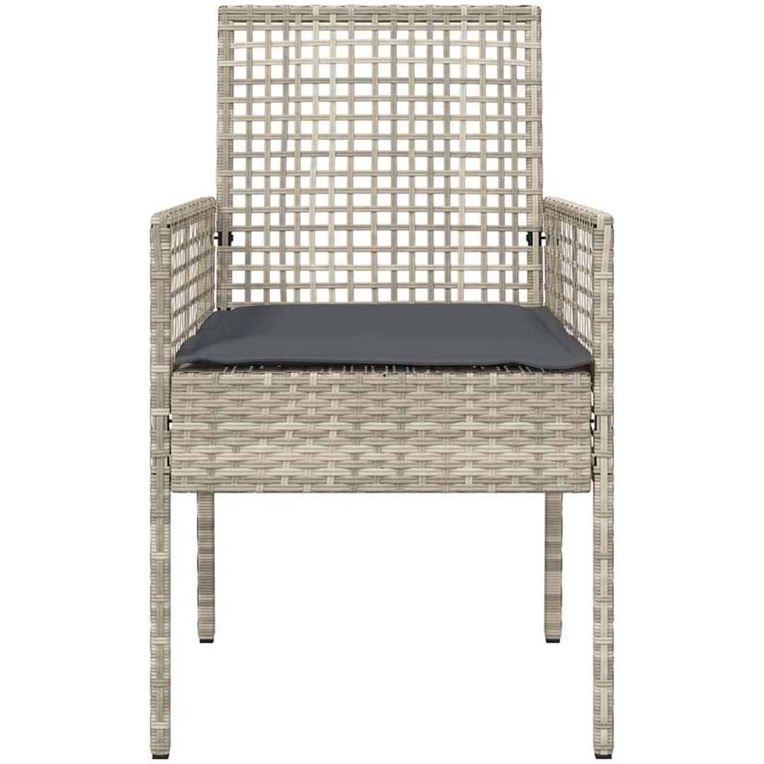 Trädgårdstolar 2 st med Kuddar Ljusgrå Poly Rattan vidaXL 53 x 60 x 85 cm – bild 5