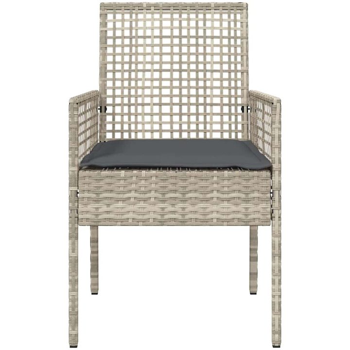 Trädgårdstolar 2 st med Kuddar Ljusgrå Poly Rattan vidaXL 53 x 60 x 85 cm – bild 5