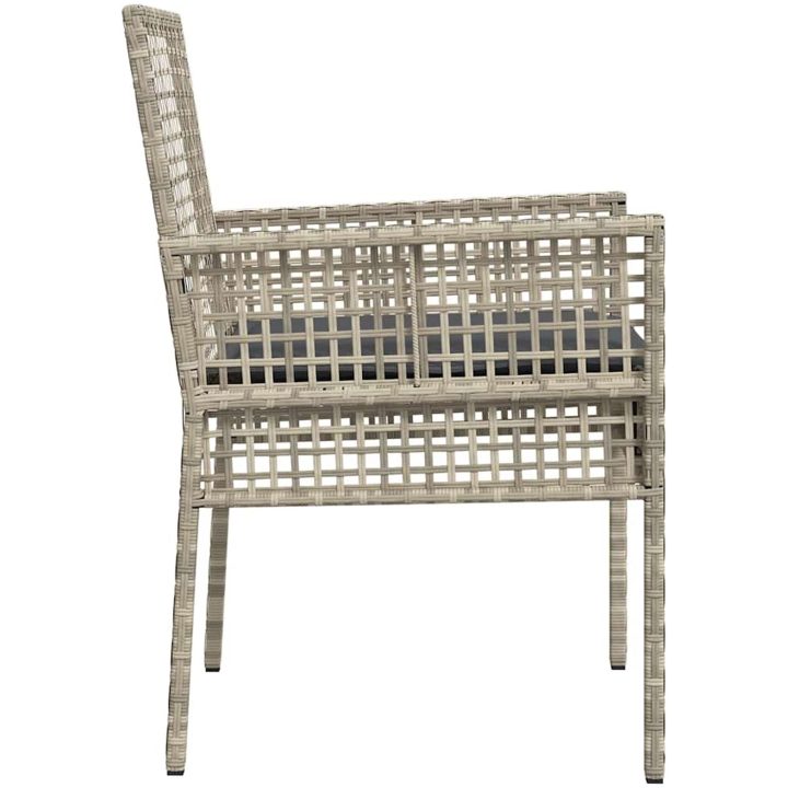 Trädgårdstolar 2 st med Kuddar Ljusgrå Poly Rattan vidaXL 53 x 60 x 85 cm – bild 6
