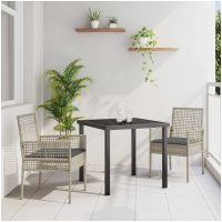 Trädgårdstolar 2 st med Kuddar Ljusgrå Poly Rattan vidaXL