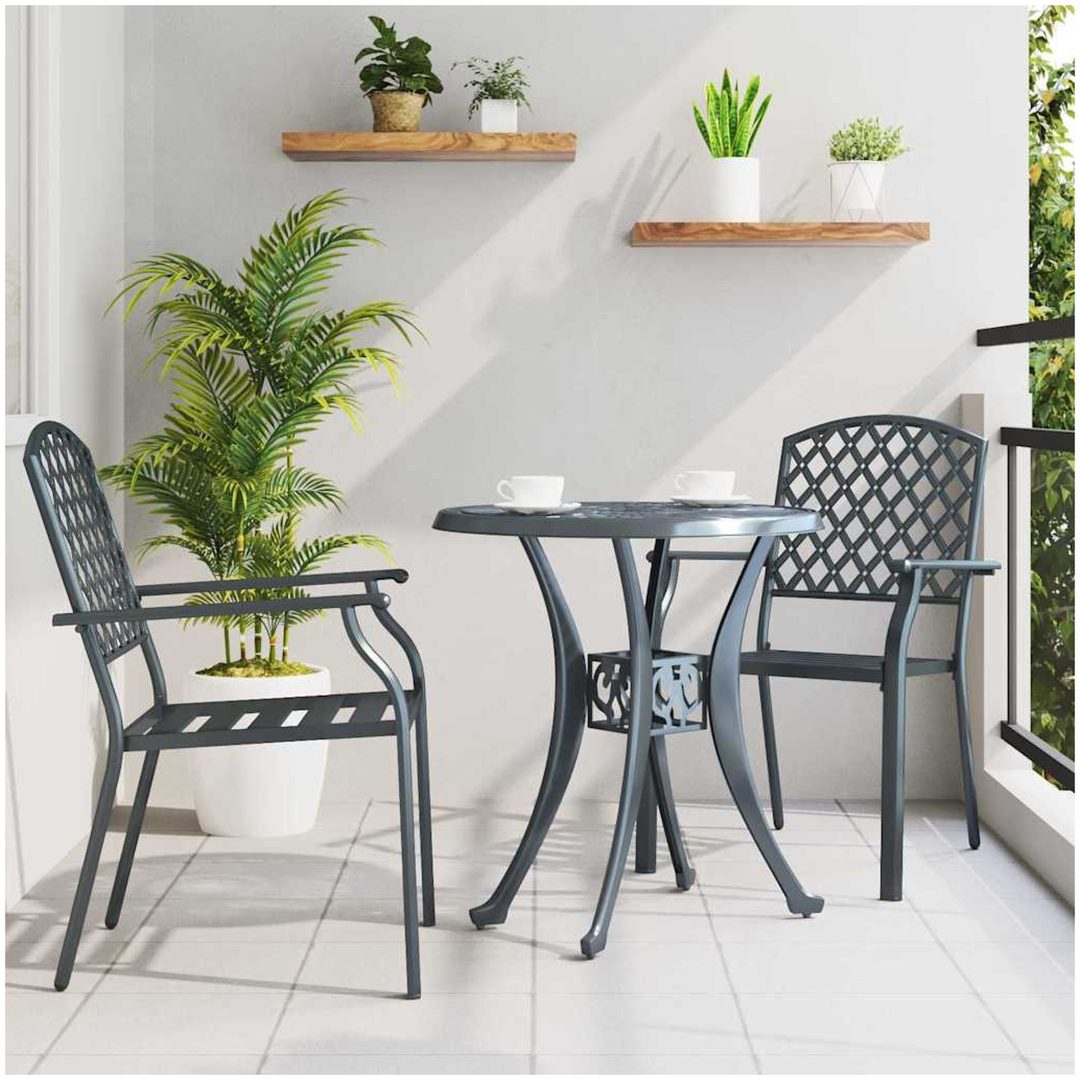 Trädgårdstolar 2 st stapelbara antracit stål vidaXL 56 x 65 x 89 cm – bild 3