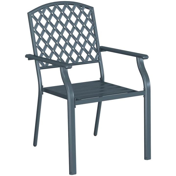 Trädgårdstolar 2 st stapelbara antracit stål vidaXL 56 x 65 x 89 cm – bild 4
