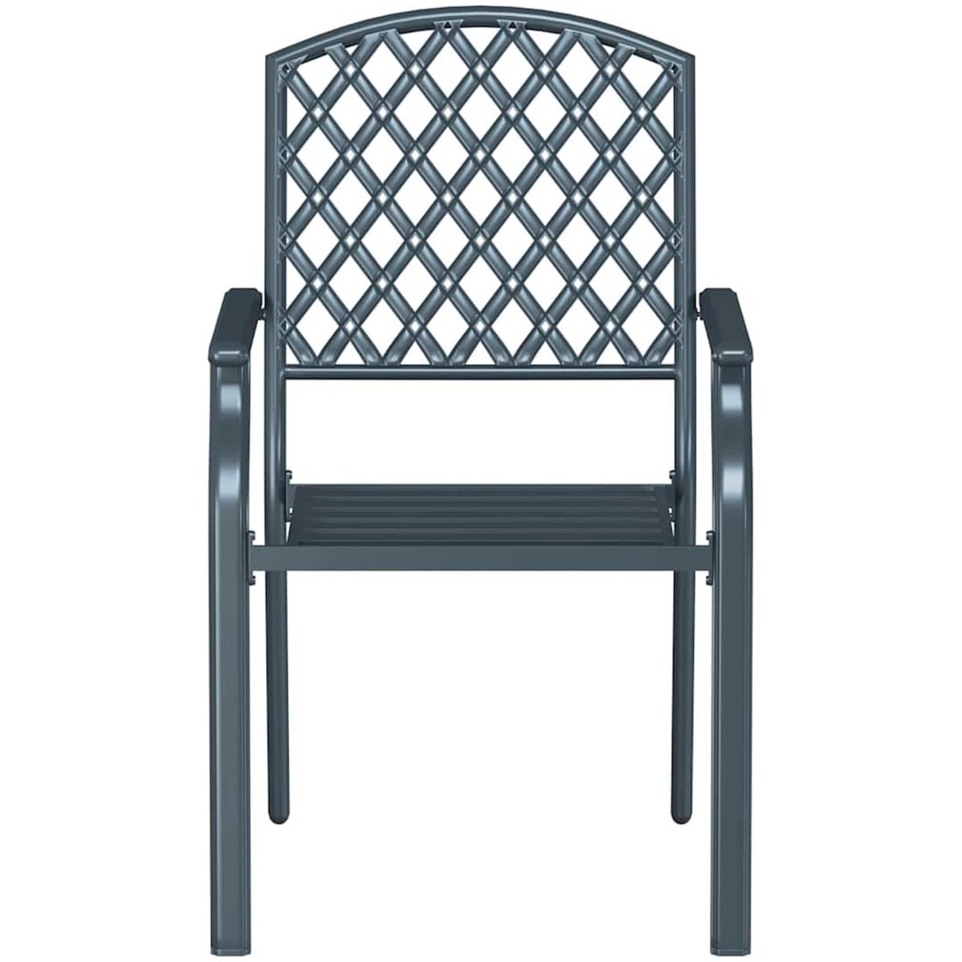 Trädgårdstolar 2 st stapelbara antracit stål vidaXL 56 x 65 x 89 cm – bild 5