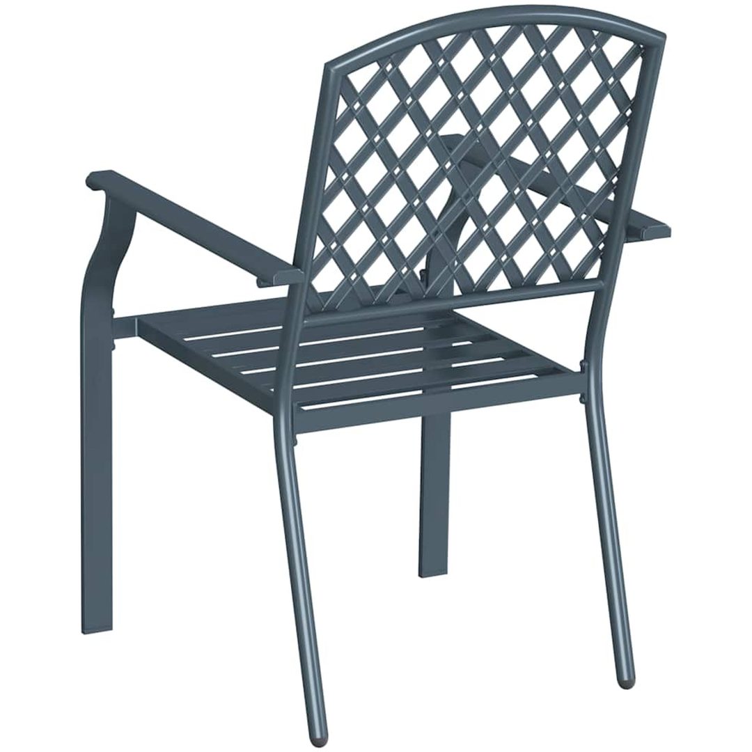 Trädgårdstolar 2 st stapelbara antracit stål vidaXL 56 x 65 x 89 cm – bild 7