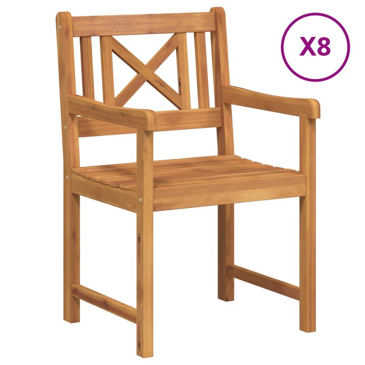 Trädgårdstolar 8 st 56x55.5x90 cm Massivt trä Akaciaträ vidaXL Standard – bild 2