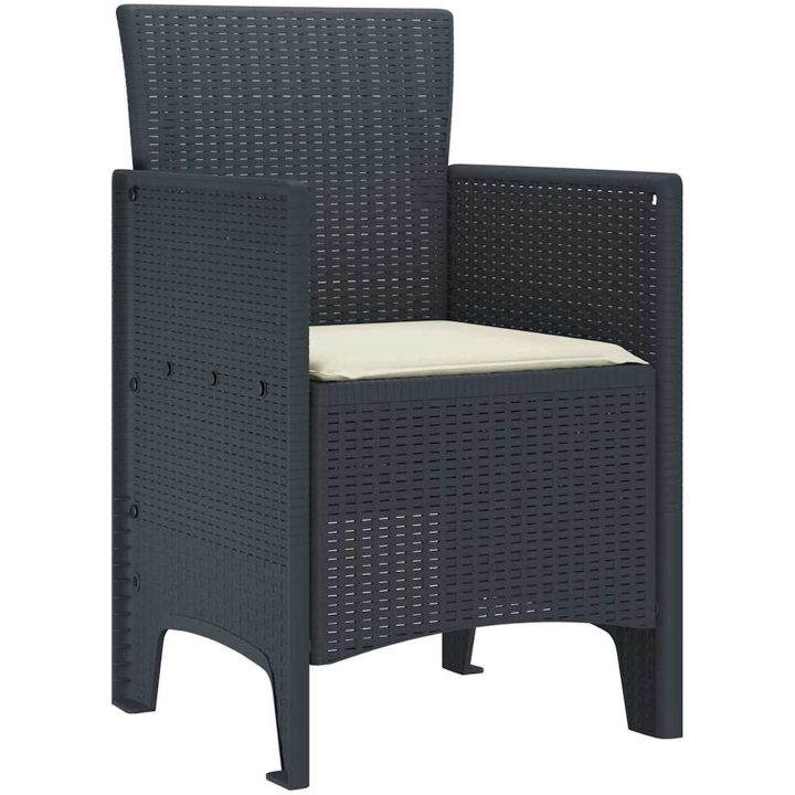 Trädgårdstolar med Kuddar 2 st Anthracite Poly Rattan vidaXL 53 x 49 x 85 cm – bild 4