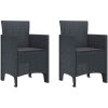 Trädgårdstolar med Kuddar 2 st Antracit Poly Rattan vidaXL 53 x 49 x 85 cm – miniatyr 2