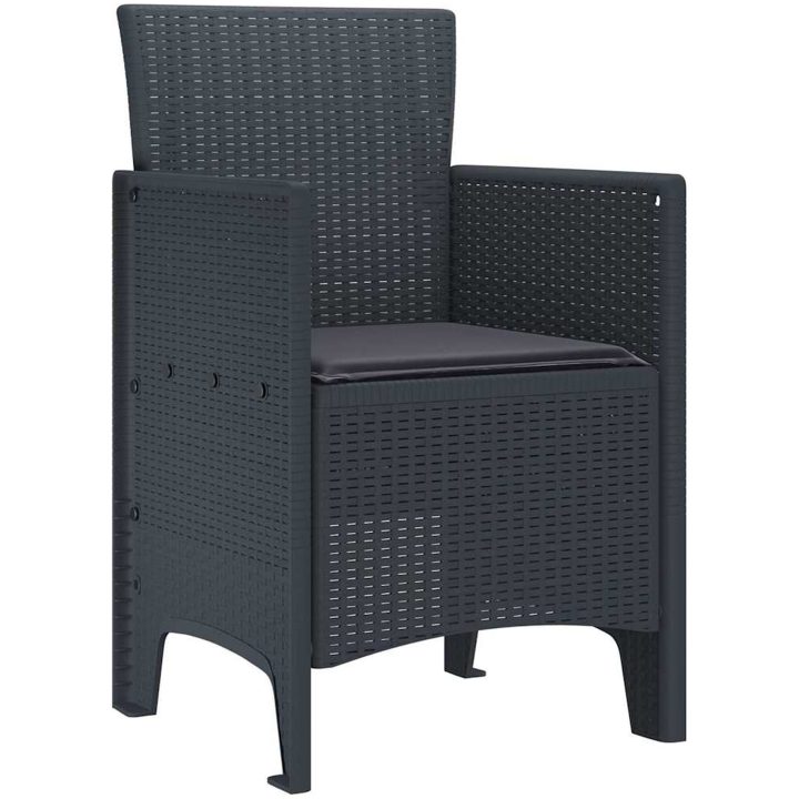 Trädgårdstolar med Kuddar 2 st Antracit Poly Rattan vidaXL 53 x 49 x 85 cm – bild 4