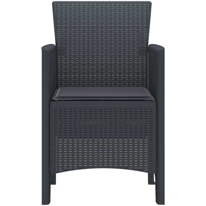 Trädgårdstolar med Kuddar 2 st Antracit Poly Rattan vidaXL 53 x 49 x 85 cm – bild 6