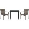 Trädgårdstolar Set Grå med kudde 3 pcs Grå vidaXL 80 x 80 x 73 cm – miniatyr 6