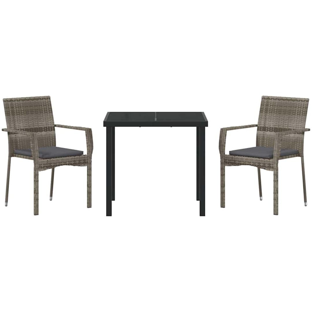 Trädgårdstolar Set Grå med kudde 3 pcs Grå vidaXL 80 x 80 x 73 cm – bild 6
