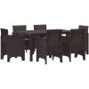 Trädgårdsutrustning 7 pcs Brun PE Rattan vidaXL 150 x 100 x 73 cm – miniatyr 2