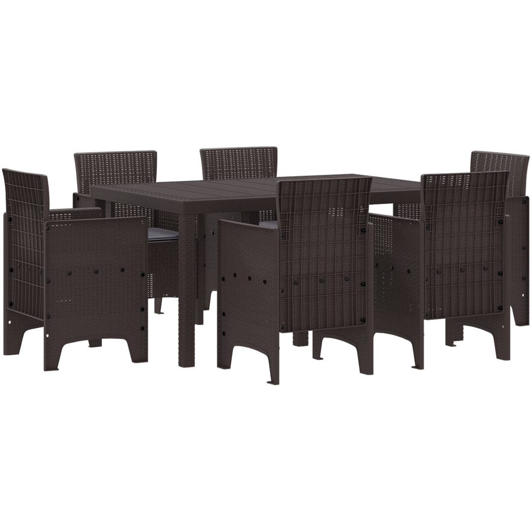 Trädgårdsutrustning 7 pcs Brun PE Rattan vidaXL 150 x 100 x 73 cm – bild 2
