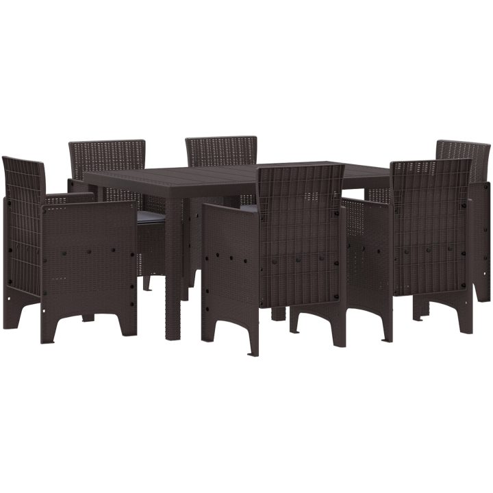 Trädgårdsutrustning 7 pcs Brun PE Rattan vidaXL 150 x 100 x 73 cm – bild 2