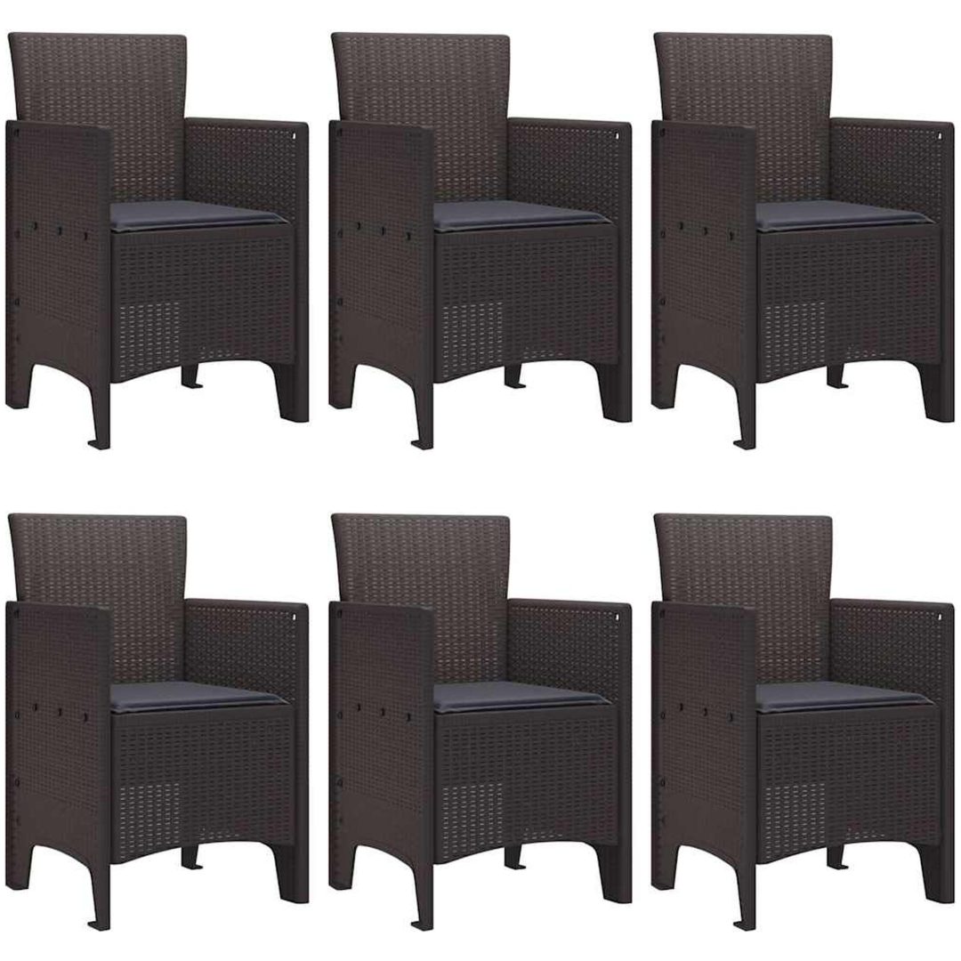 Trädgårdsutrustning 7 pcs Brun PE Rattan vidaXL 150 x 100 x 73 cm – bild 4