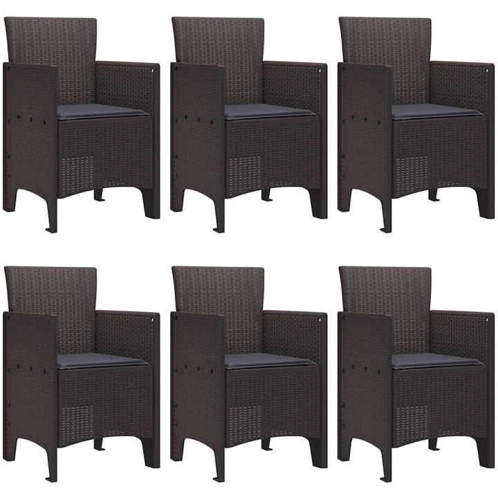 Trädgårdsutrustning 7 pcs Brun PE Rattan vidaXL 150 x 100 x 73 cm – bild 4