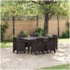 Trädgårdsutrustning 7 pcs Brun PE Rattan vidaXL 150 x 100 x 73 cm – miniatyr 1