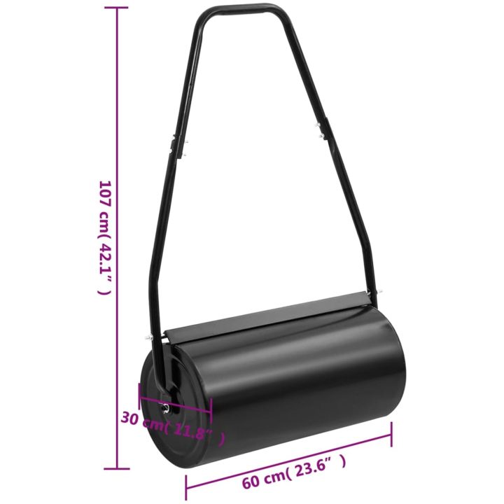 Trädgårdsvält med handtag svart 42 cm järn och stål vidaXL ⌀30 x 60 cm – bild 5