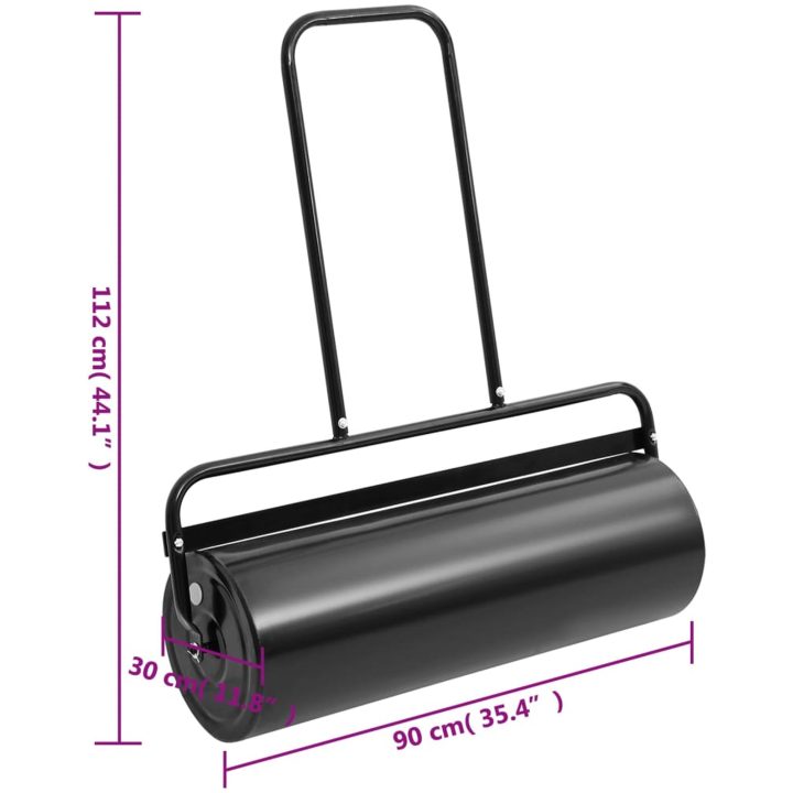 Trädgårdsvält med handtag svart 63 cm järn och stål vidaXL ⌀30 x 90 cm – bild 5