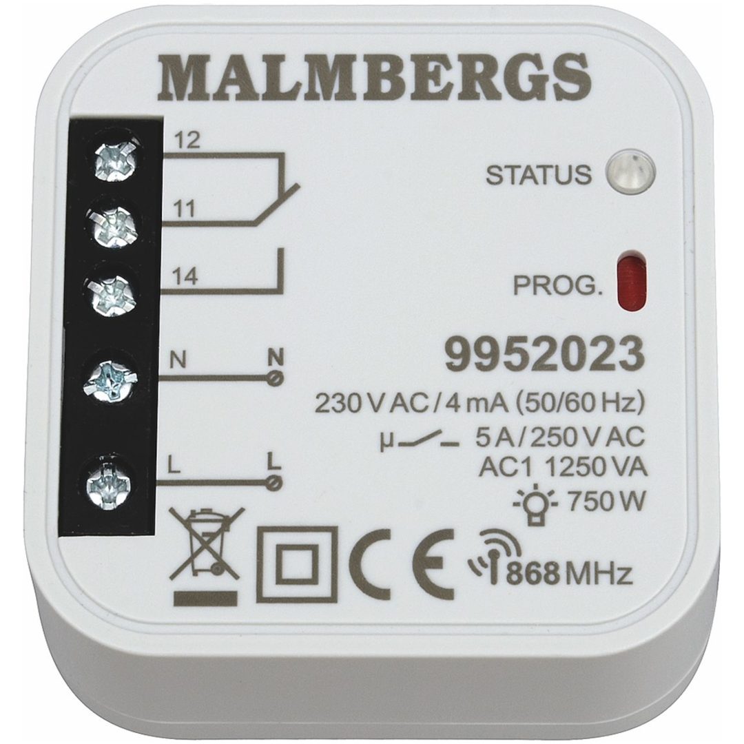 Trådlös mottagare, 1-kanal, 868,32MHz MALMBERGS