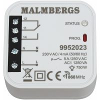 Trådlös mottagare, 1-kanal, 868,32MHz MALMBERGS