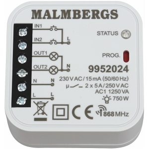 Trådlös mottagare, 2-kanal, 868,32MHz MALMBERGS