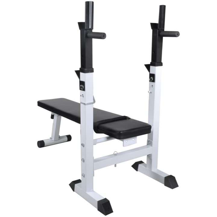 Träningsbänk set med viktställning skivstång och hantlar 90 kg vidaXL – bild 4