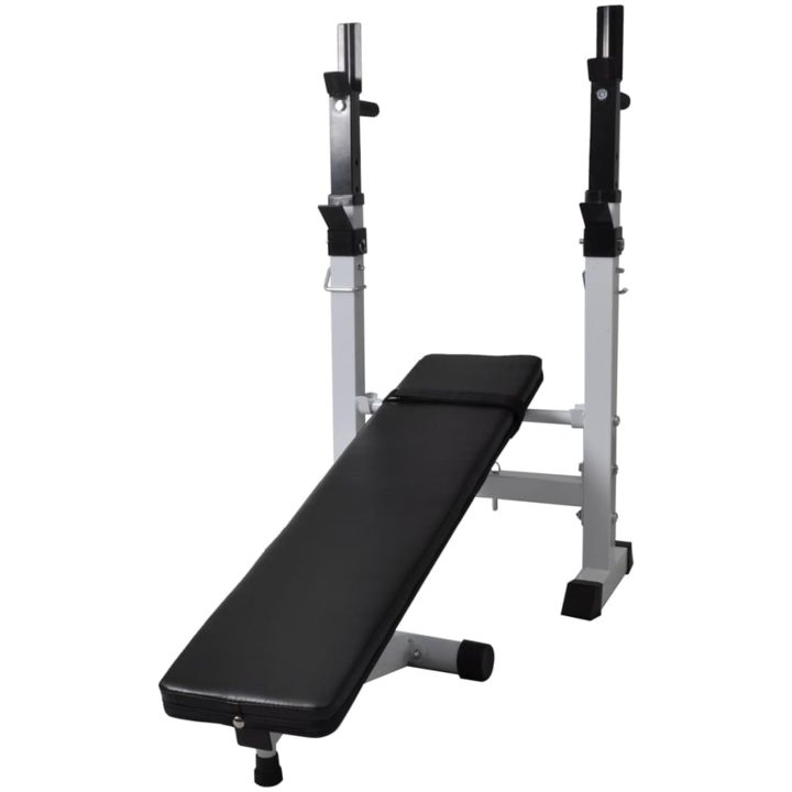 Träningsbänk set med viktställning skivstång och hantlar 90 kg vidaXL – bild 5
