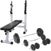 Träningsbänk set med viktställning skivstång och hantlar 90 kg vidaXL – miniatyr 1
