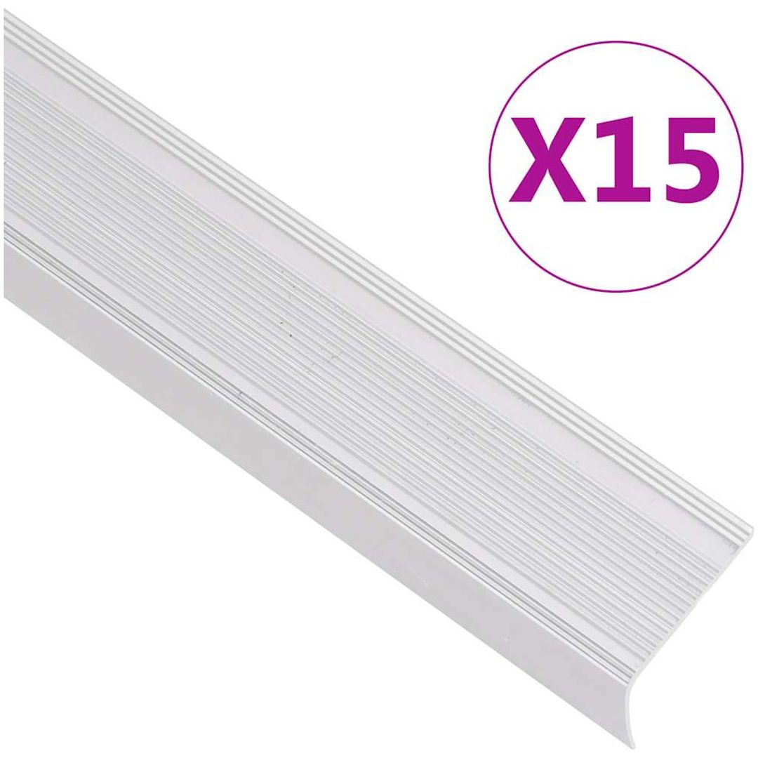 Trappnäsor i L-form 15 st aluminium 100 cm silver vidaXL 100 cm (15 pcs)