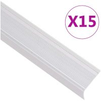Trappnäsor i L-form 15 st aluminium 100 cm silver vidaXL