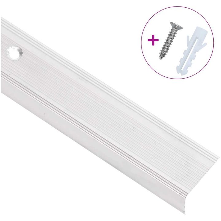 Trappnäsor i L-form 5 st aluminium 100 cm silver vidaXL 100 cm (5 pcs) – bild 3