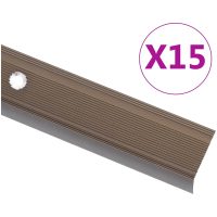 Trappnosar i L-form 15 st aluminium 90 cm brun vidaXL