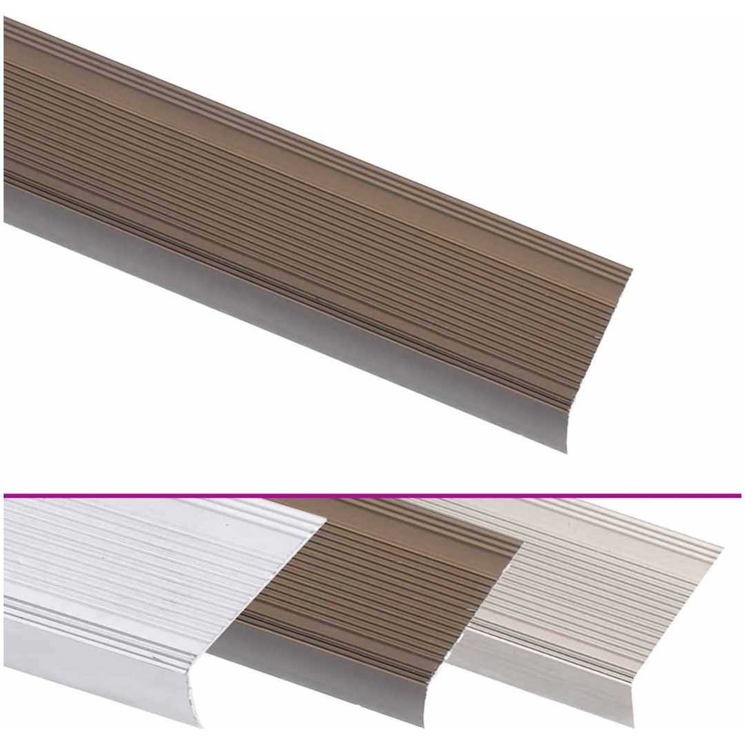 Trappnosar i L-form 5 st aluminium 90 cm brun vidaXL 90 cm (5 pcs) – bild 2