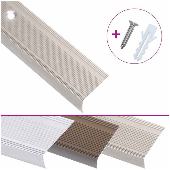 Trappnosar i L-form 5 st aluminium 90 cm champagne vidaXL 90 cm (5 pcs) – bild 2