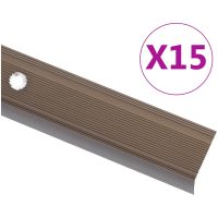 Trappnosings i L-form 15 st aluminium 100 cm brun vidaXL