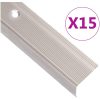 Trappnosings i L-form 15 st aluminium 90 cm champagne vidaXL 90 cm (15 pcs) – miniatyr 1