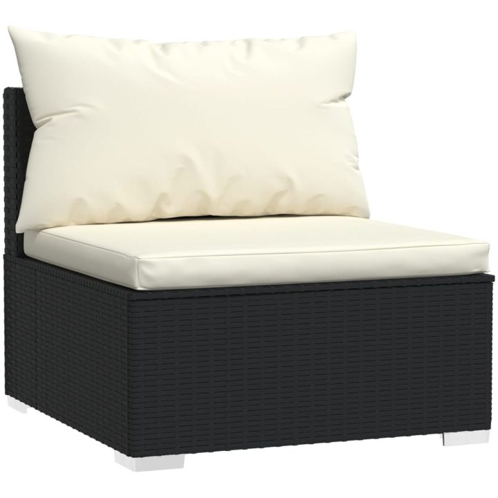 Tresitssoffa med dynor konstrotting svart vidaXL – bild 3