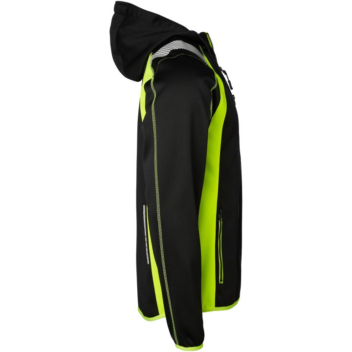Tröja 276 Hel-zip med fast huva Svart/Fluor Gul Top Swede XS – bild 2