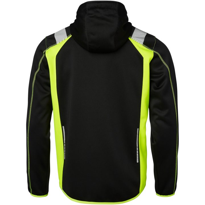 Tröja 276 Hel-zip med fast huva Svart/Fluor Gul Top Swede XS – bild 3