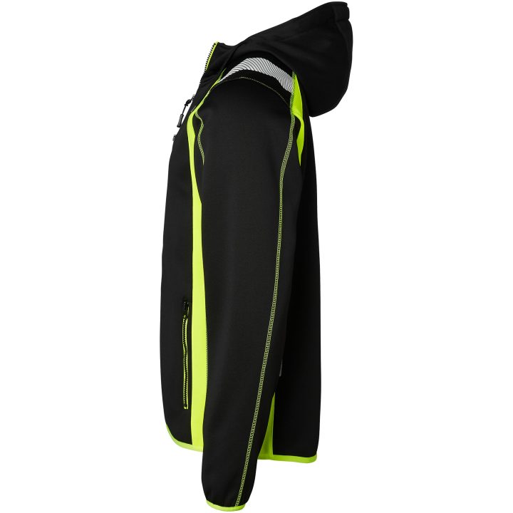 Tröja 276 Hel-zip med fast huva Svart/Fluor Gul Top Swede XS – bild 4