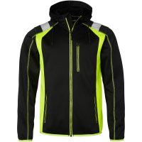 Tröja 276 Hel-zip med fast huva Svart/Fluor Gul Top Swede