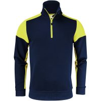 Tröja Halfzip Marinblå/neongul Printer PRIME