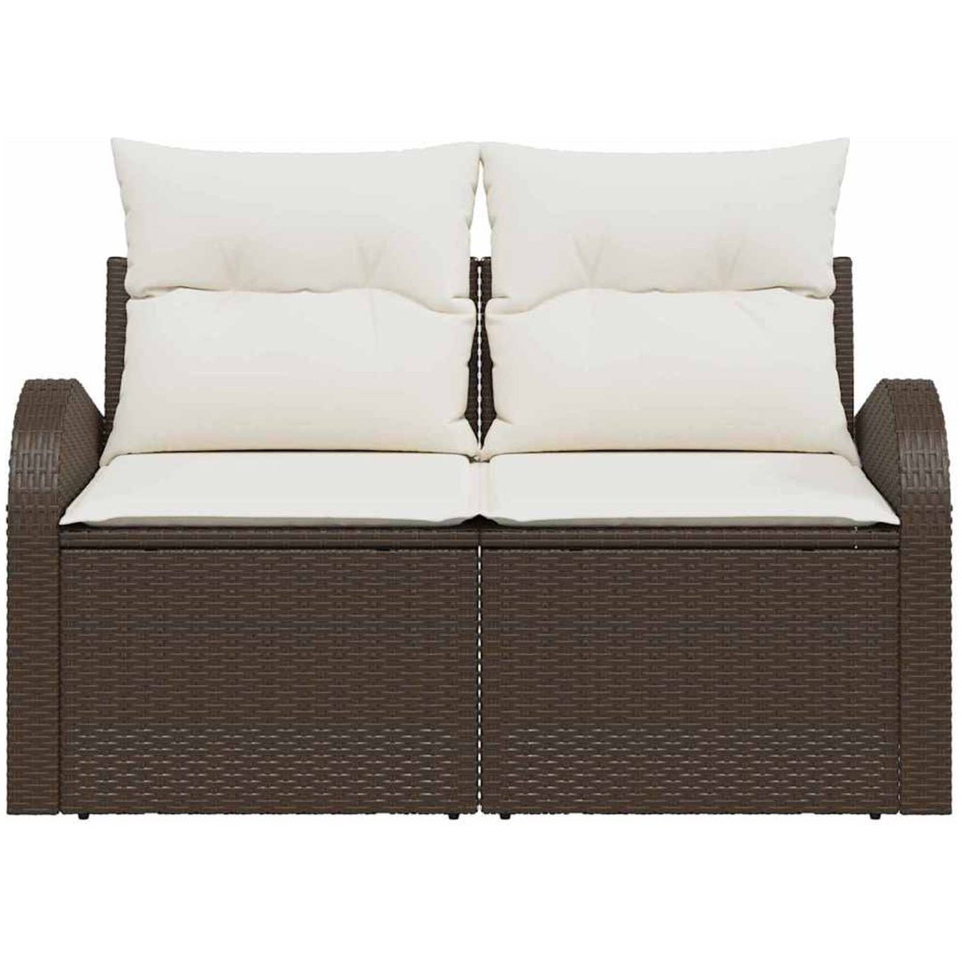 tvåsits trädgårdsoffa med kuddar Brun Konstrotting vidaXL 124 x 62 x 69 cm – bild 3